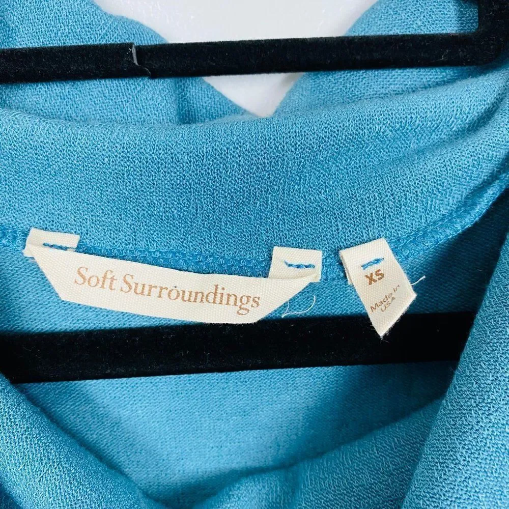 Soft Surroundings Size XS Blue B'Call Long Sleeve Cowl Neck Tunic Sweater Top